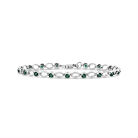 Sterling Silver Created Emerald Bracelet