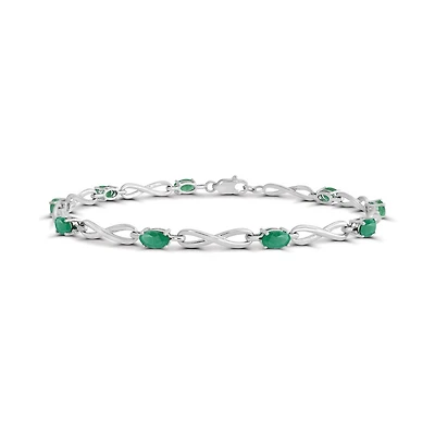 Sterling Silver Emerald Infinty Link Bracelet