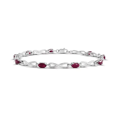 Sterling Silver Ruby Infinty Link Bracelet