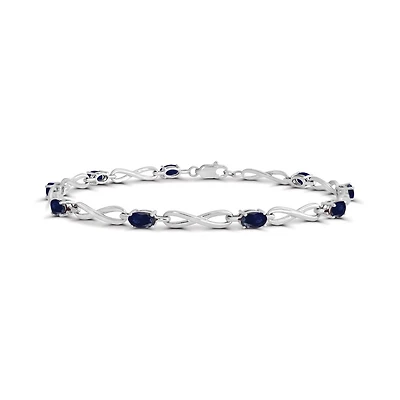 Sterling Silver Sapphire Infinty Link Bracelet