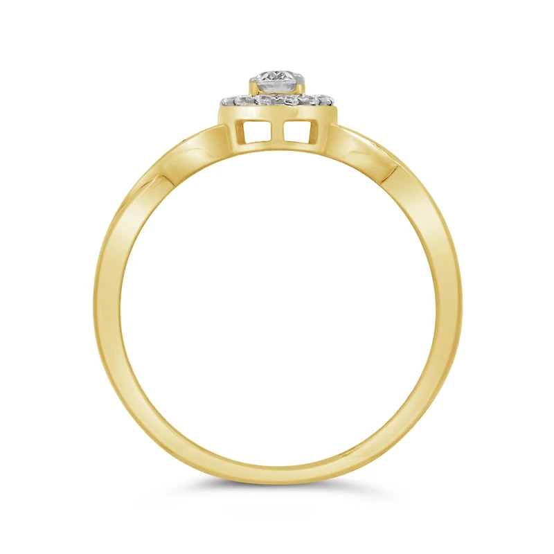 New Brilliance Lab Grown 0.18Ctw Oval Diamond Promise Ring In 10K Yellow Gold