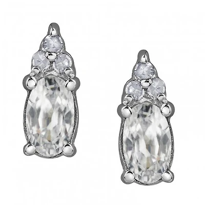 10K White Gold White Zircon & 0.05CTW Diamond Earrings