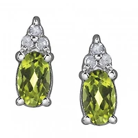 10K White Gold Peridot & 0.05CTW Diamond Earrings