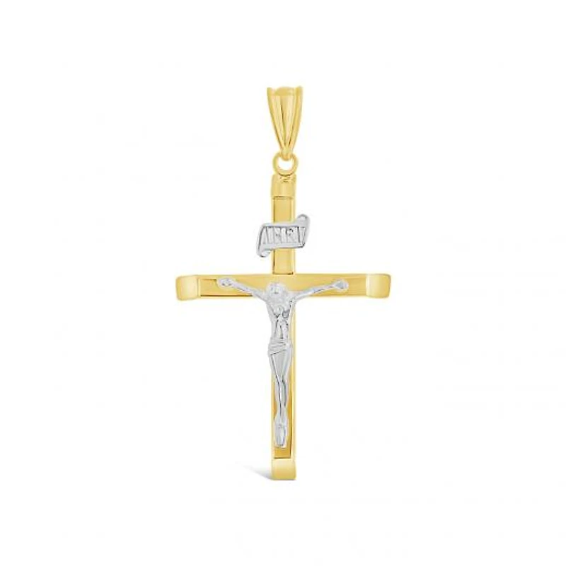 10K Yellow and White Gold Crucifix Pendant