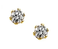14K Yellow Gold Cubic Zirconia Studs with 14K Gold Filled Fluted Bell Backs