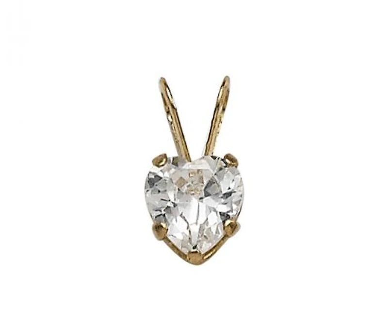 10K Yellow Gold 13" 5mm White Cubic Zirconia Heart