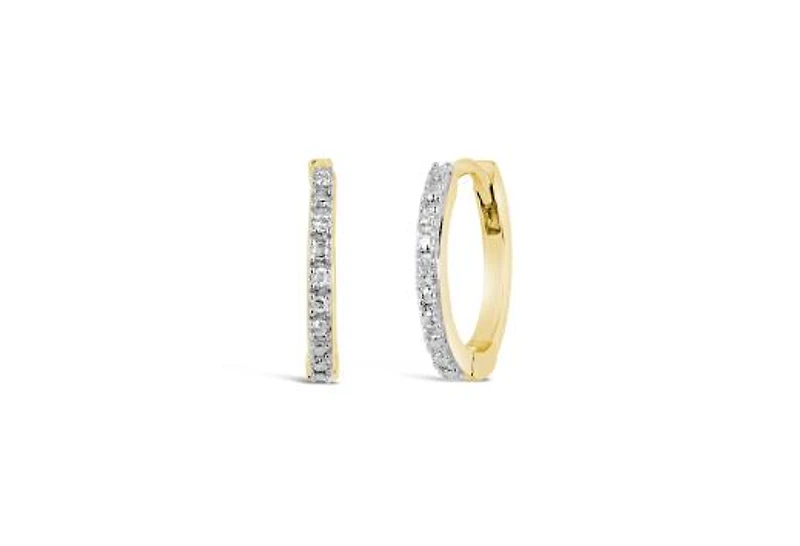Hollywood Hoops 13mm Yellow Gold 0.05CTW Diamond Earrings