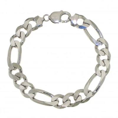 Sterling Silver 8.5" 10.6mm Figaro Bracelet