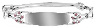 Children's Sterling Silver Adjustable Pink Flowers Bangle