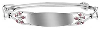 Children's Sterling Silver Adjustable Pink Flowers Bangle