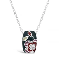 Sterling Silver Diamond & Ruby with Enamel Pendant