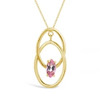 10K Yellow Gold Created Pink Sapphire Pendant