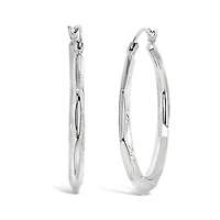 10K White Gold Pattern Creole Earrings