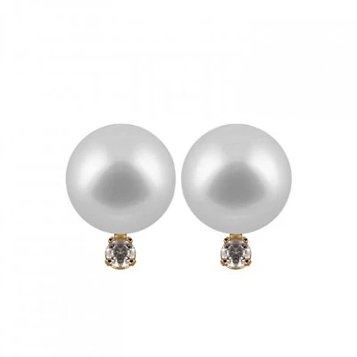 Saltwater White Pearl & Diamond Studs