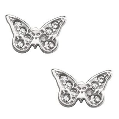 Children's Sterling Silver Cubic Zirconia Butterfly Safety Earrings