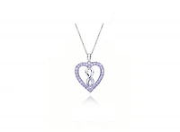 Sterling Silver Created Pink Sapphire Infinity Heart Pendant