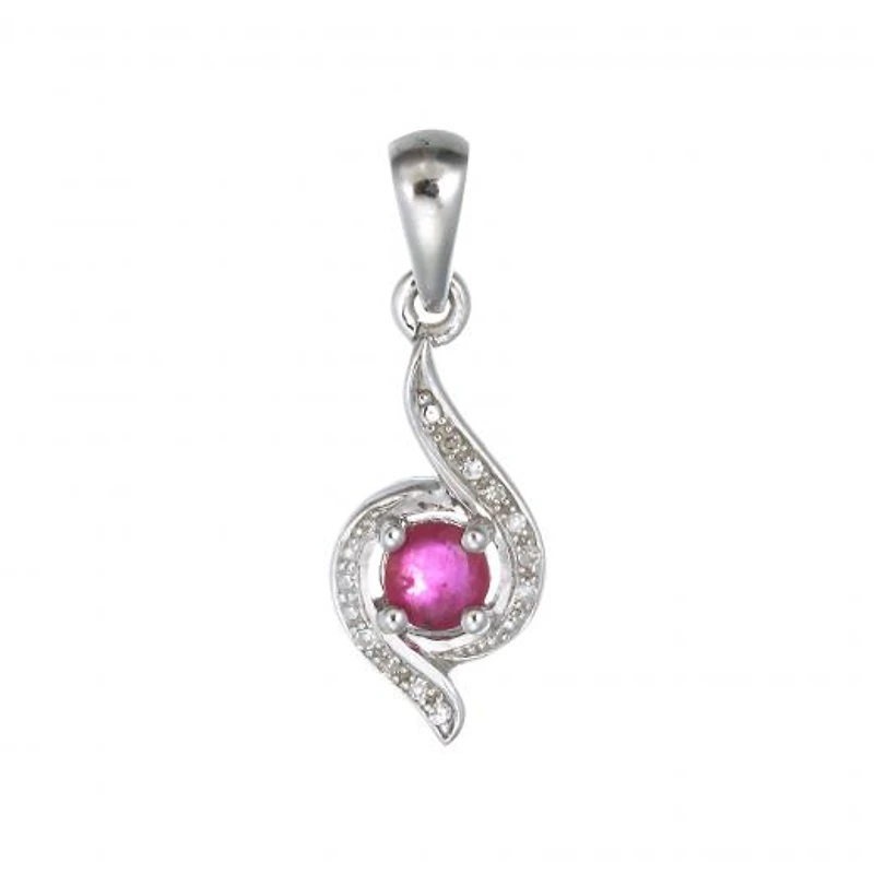 Sterling Silver Ruby & Diamond Pendant