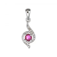 Sterling Silver Ruby & Diamond Pendant