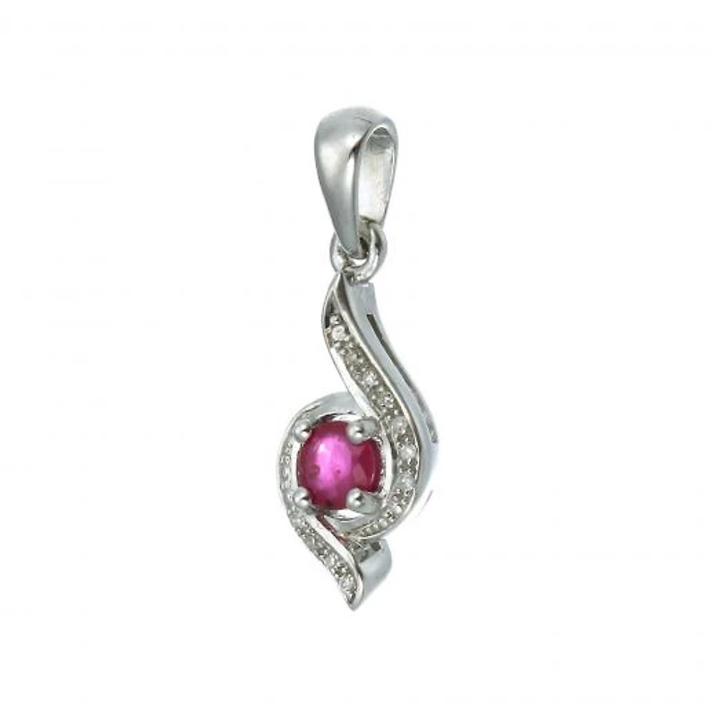 Sterling Silver Ruby & Diamond Pendant