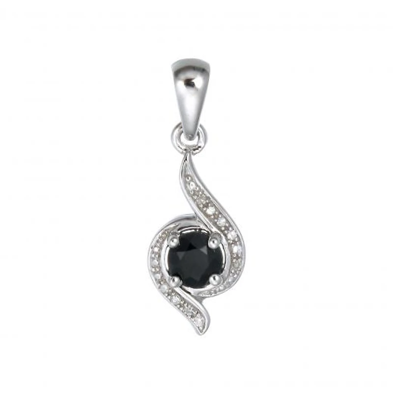 Sterling Silver Sapphire & Diamond Pendant