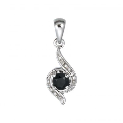 Sterling Silver Sapphire & Diamond Pendant
