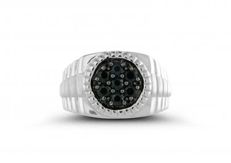 Sterling Silver Black Sapphire Men's Ring