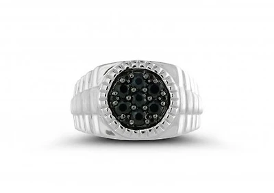 Sterling Silver Black Sapphire Men's Ring