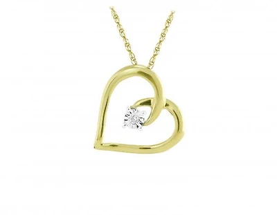 10KT Yellow Gold Diamond Heart Pendant