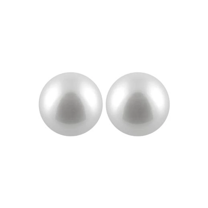 14K Yellow Gold 6 To 6.5mm White Cultured Pearl Earrings