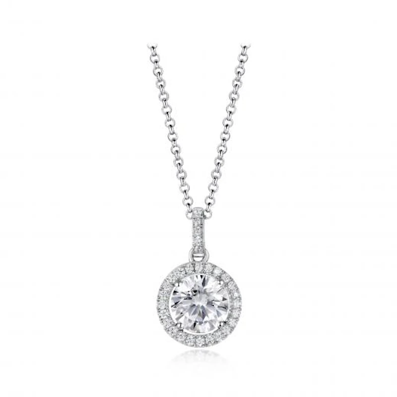 Sterling Silver Cubic Zirconia 19" Drop Pendant