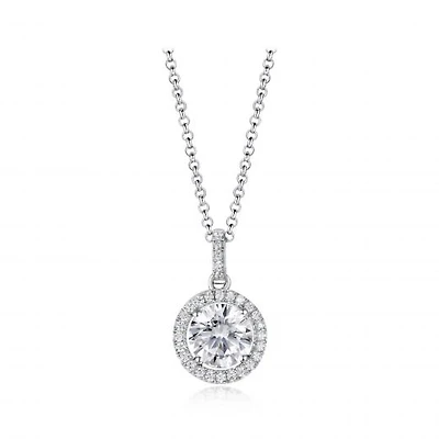 Sterling Silver Cubic Zirconia 19" Drop Pendant