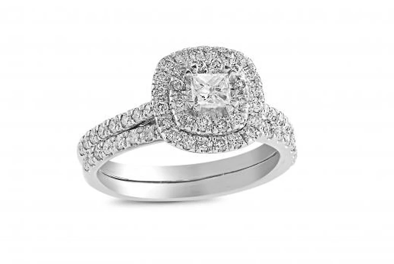 14K White Gold 1.00CTW Diamond Bridal Set