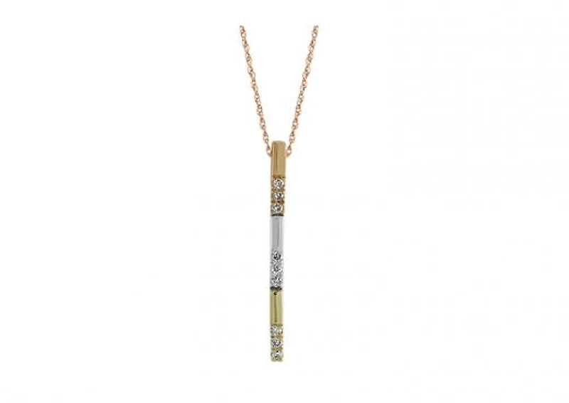 10K Tri-Colour Linear Pendant
