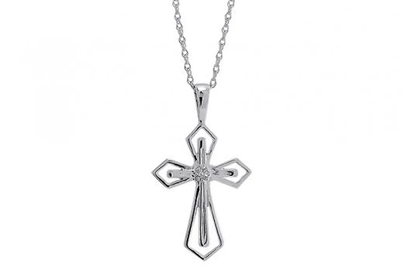 10K White Gold Cross Pendant