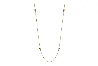 10K Tri-Colour Diamond Cut Stationary Bead Necklace
