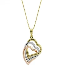 10K Tri-Colour 3-Heart Double Sided Pendant