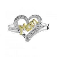 Sterling Silver & Yellow Gold 0.05CTW Mom Ring