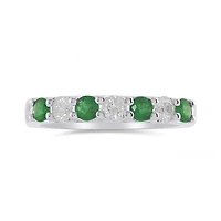 14K White Gold Emerald & 0.31CTW Diamond Ring