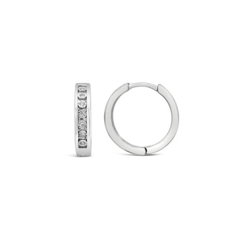 Sterling Silver 0.09CTW Diamond Hoops