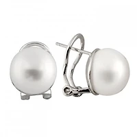 Omega Clip Pearl Stud Earrings