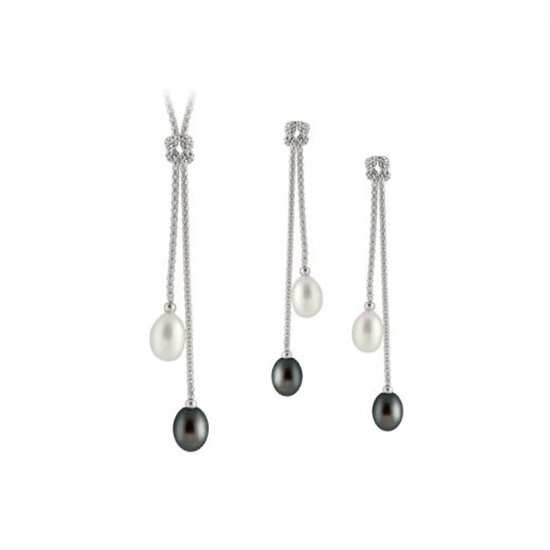 Dangling Pearl Silver Set