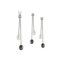 Dangling Pearl Silver Set
