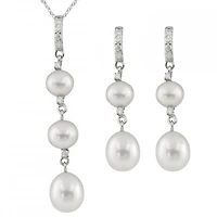 Dangling Silver Pearl 2 Piece Set