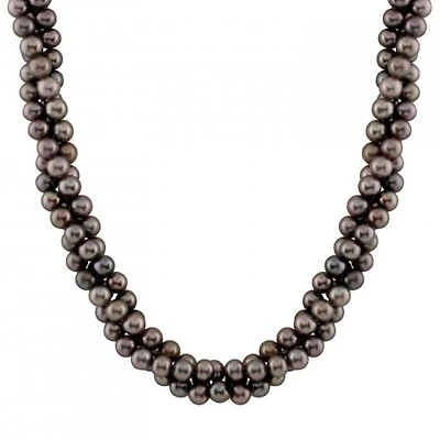 Triple Row Black Pearl Necklace