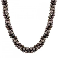 Triple Row Black Pearl Necklace