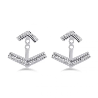 Sterling Silver 0.11CTW Front Back Earrings