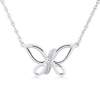 Sterling Silver 0.02CTW Butterfly Necklace