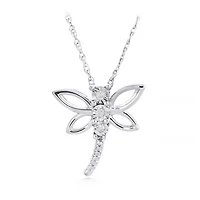 Sterling Silver 0.02CTW Dragonfly Pendant