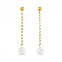 14K Yellow Gold Freshwater Pearl Drop Earrings