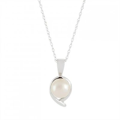 10K White Gold Freshwater Pearl Pendant
